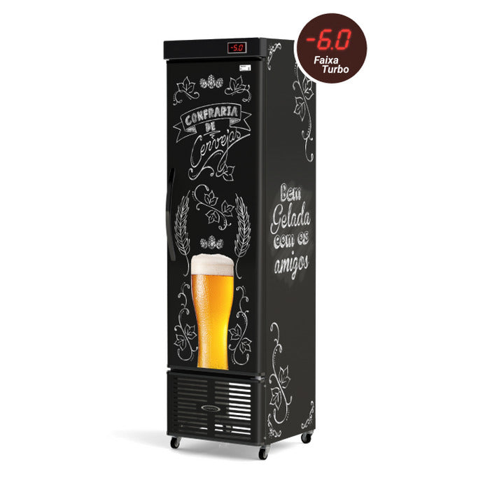 Cervejeira Vertical - 250 Litros - Porta Sólida - Lousa de Bar - CRV- 250/B-E CONSERVEX