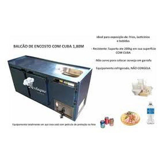 Balcão Refrigerado De Encosto 1.80mt Refrigel Aço Inox 220V