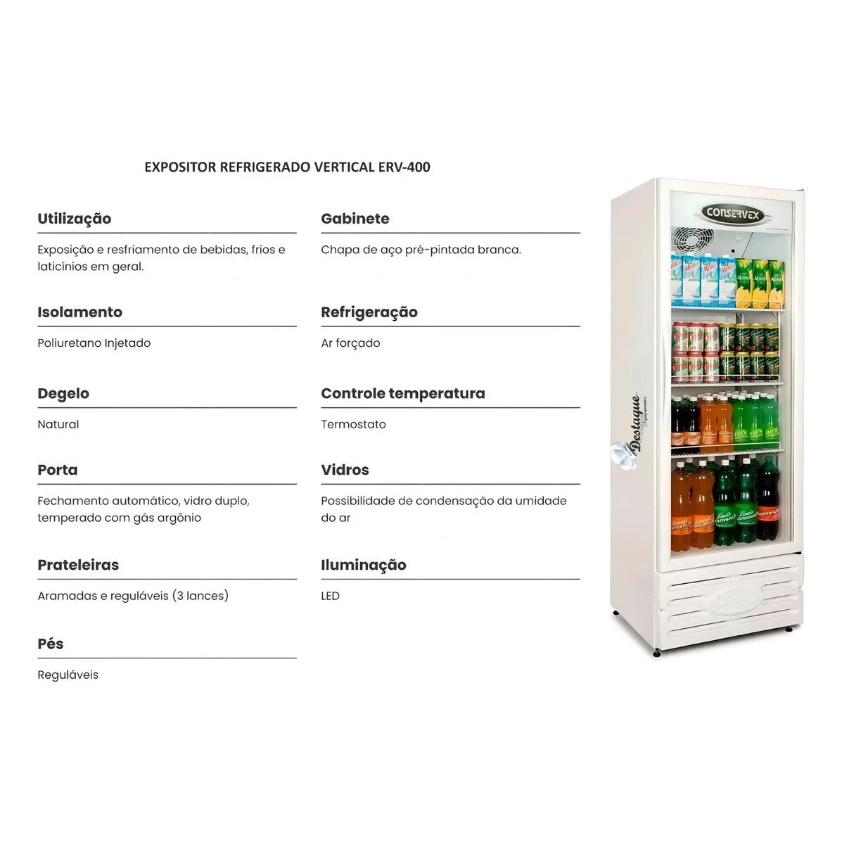 Geladeira Porta De Vidro Expositora Conservex Branca ERV-250