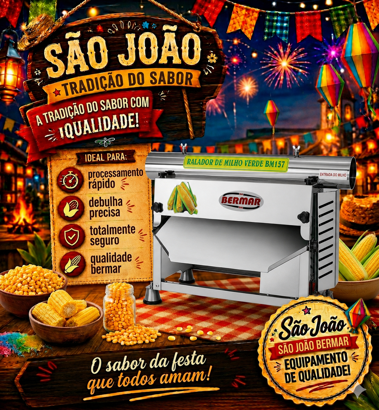 Ralador de Milho Verde Industrial Aço Inox Bivolt Bermar BM157 NR Cor Cinza
