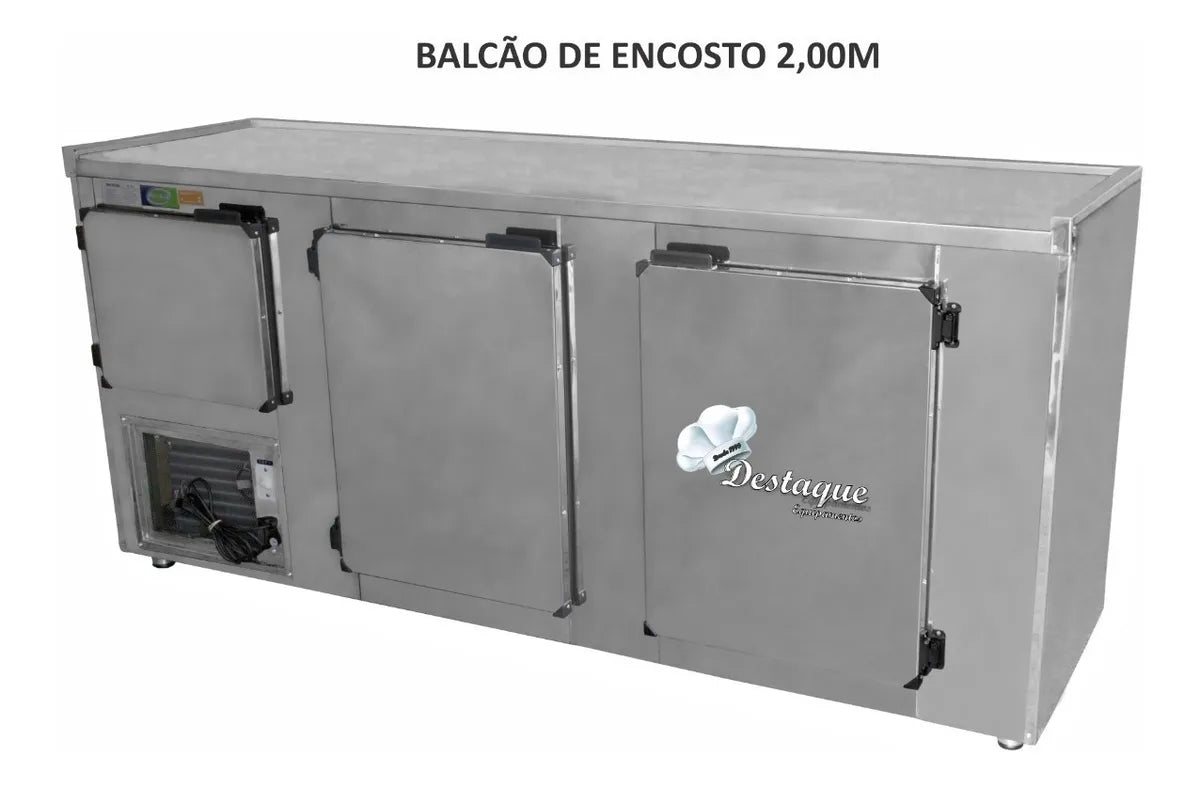 Balcão Refrigerado De Encosto 2.00 Em Aço C/cuba