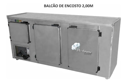 Balcão Refrigerado De Encosto 2.00 Em Aço C/cuba