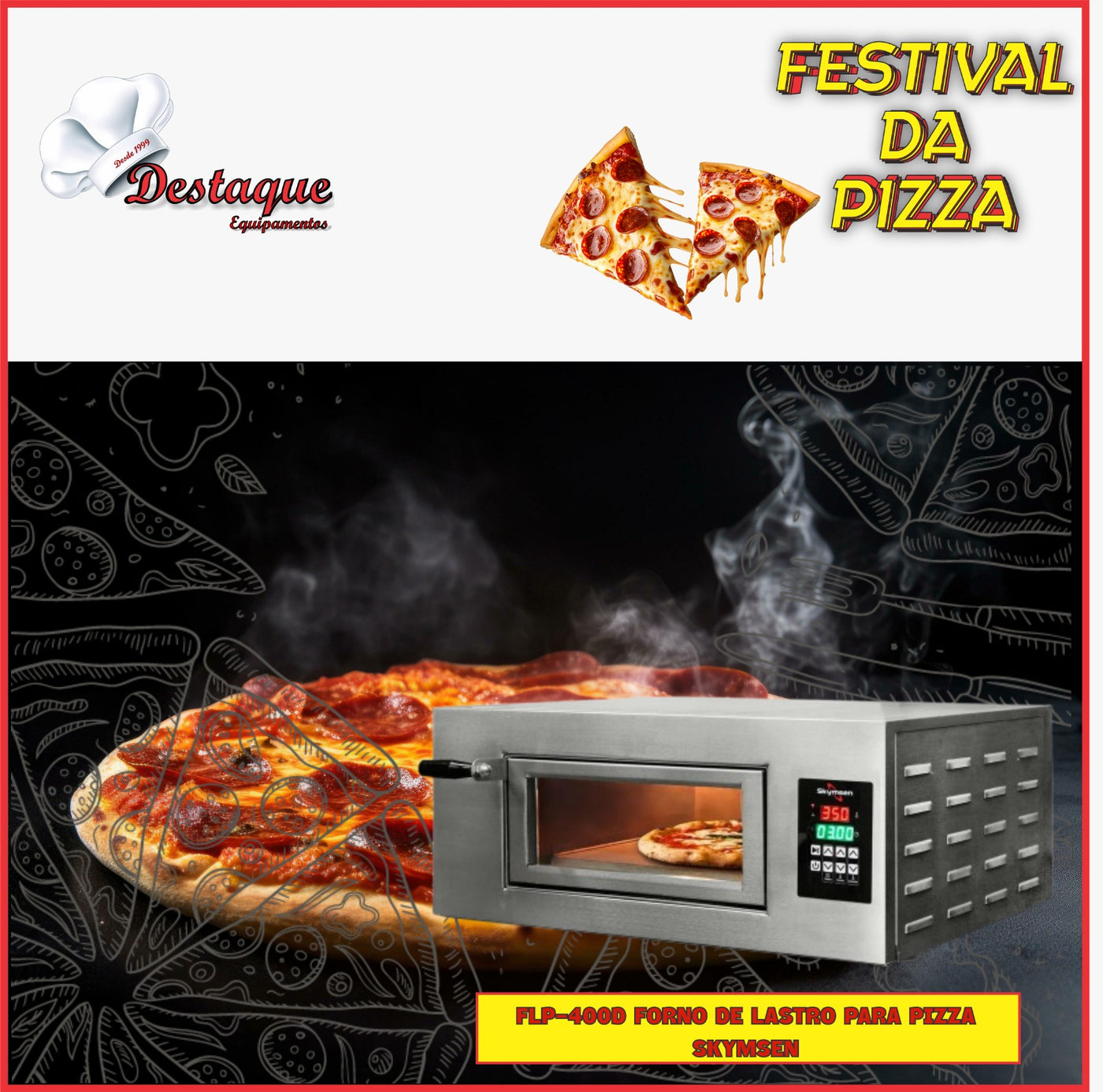 FLP-400D - FORNO DE LASTRO PARA PIZZA, DIGITAL 220V SKYMSEN