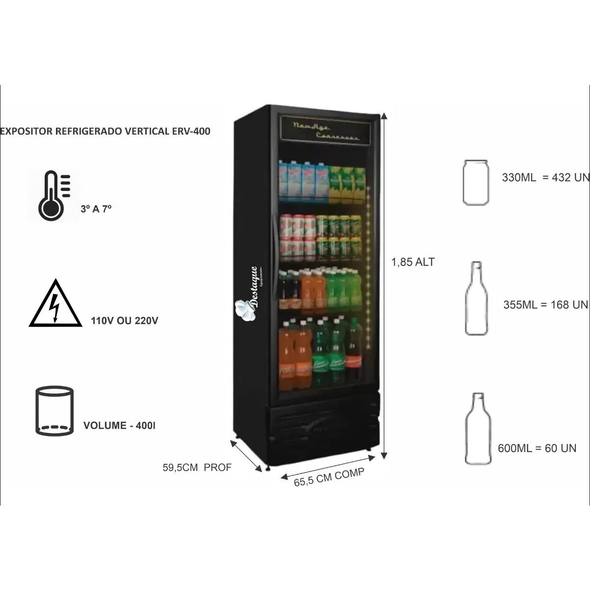 Geladeira Porta De Vidro Expositora Conservex  PRETO ERV-250