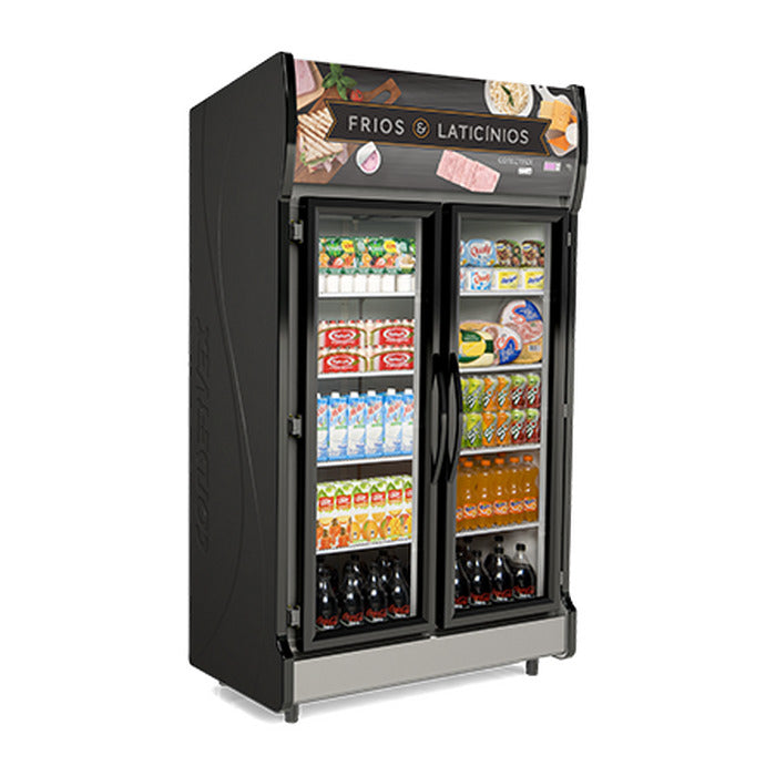 Auto Serviço Conservex 2 Portas Geladeira 2 Portas De Vidro Cinza-escuro